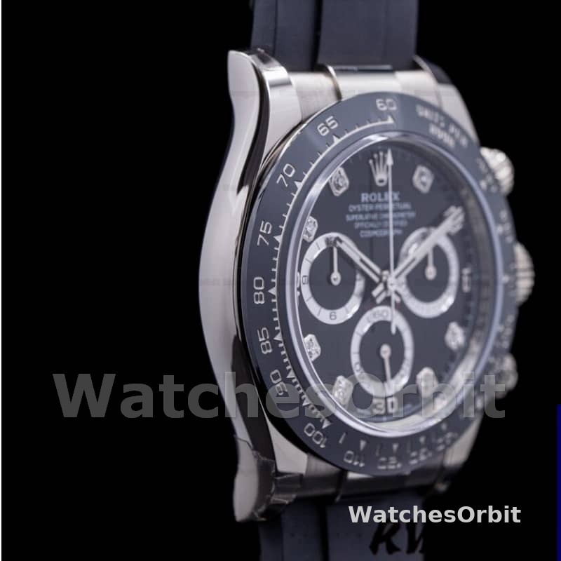 Rolex Daytona 116519 White Gold Automatic Black Dial Diamonds 40mm Mens Replica Watch
