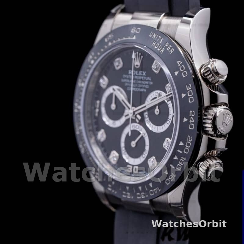 Rolex Daytona 116519 White Gold Automatic Black Dial Diamonds 40mm Mens Replica Watch