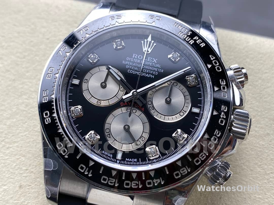 Rolex Daytona 116519 White Gold Automatic Black Dial Diamonds 40mm Mens Replica Watch