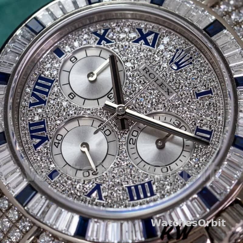 Rolex Daytona 116599 pave diamond dial Blue Leather Strap 40mm Mens Replica Watch