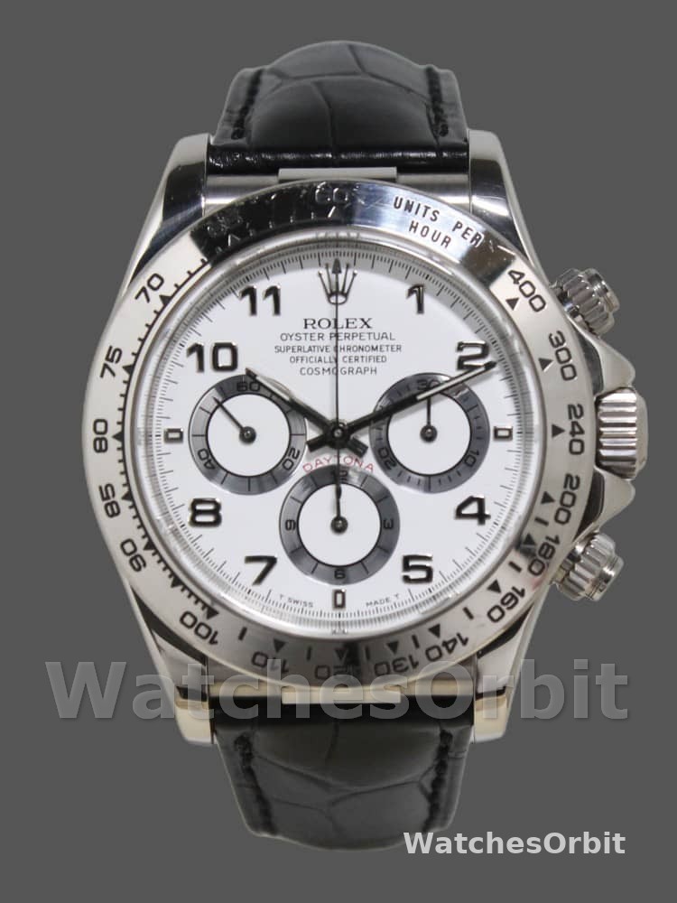 Rolex Daytona 16519 White Dial Black Leather strap 40mm Mens Replica Watch