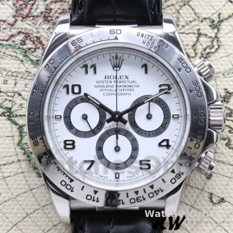 Rolex Daytona 16519 White Dial Black Leather strap 40mm Mens Replica Watch