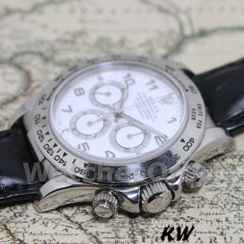 Rolex Daytona 16519 White Dial Black Leather strap 40mm Mens Replica Watch