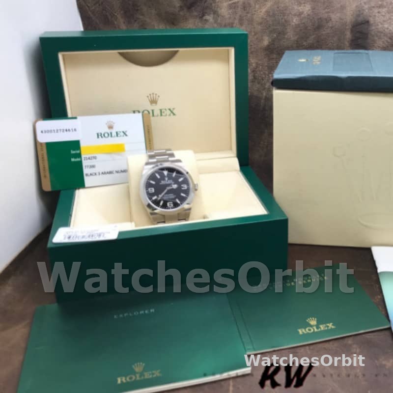 Rolex Explorer 214270 Black Luminous Dial Stainless Steel 39MM Mens Replica Watch
