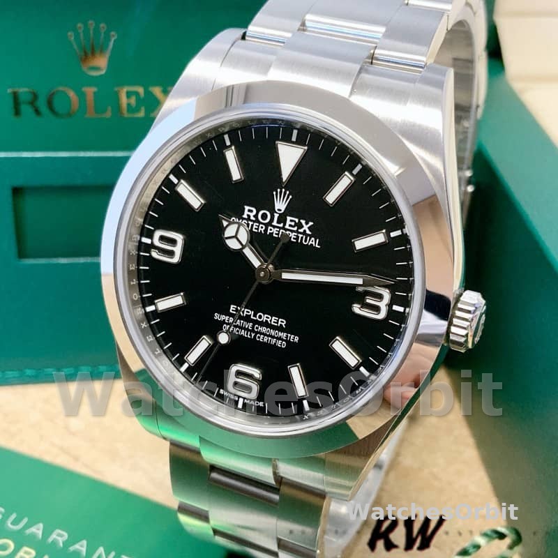 Rolex Explorer 214270 Stainless Steel Black Dial 39mm Mens Replica Watch