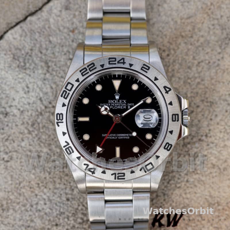 Rolex Explorer II 16550 Stainless Steel Black Dial 39MM Mens Replica Watch