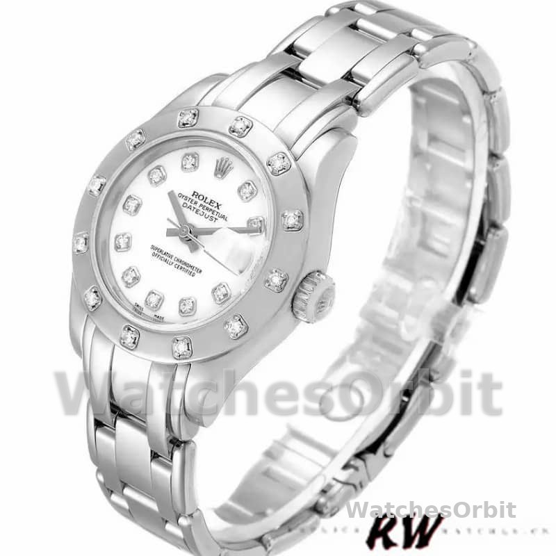 Rolex Masterpiece Pearlmaster 80319 White Roman Dial 29MM Lady Replica Watch