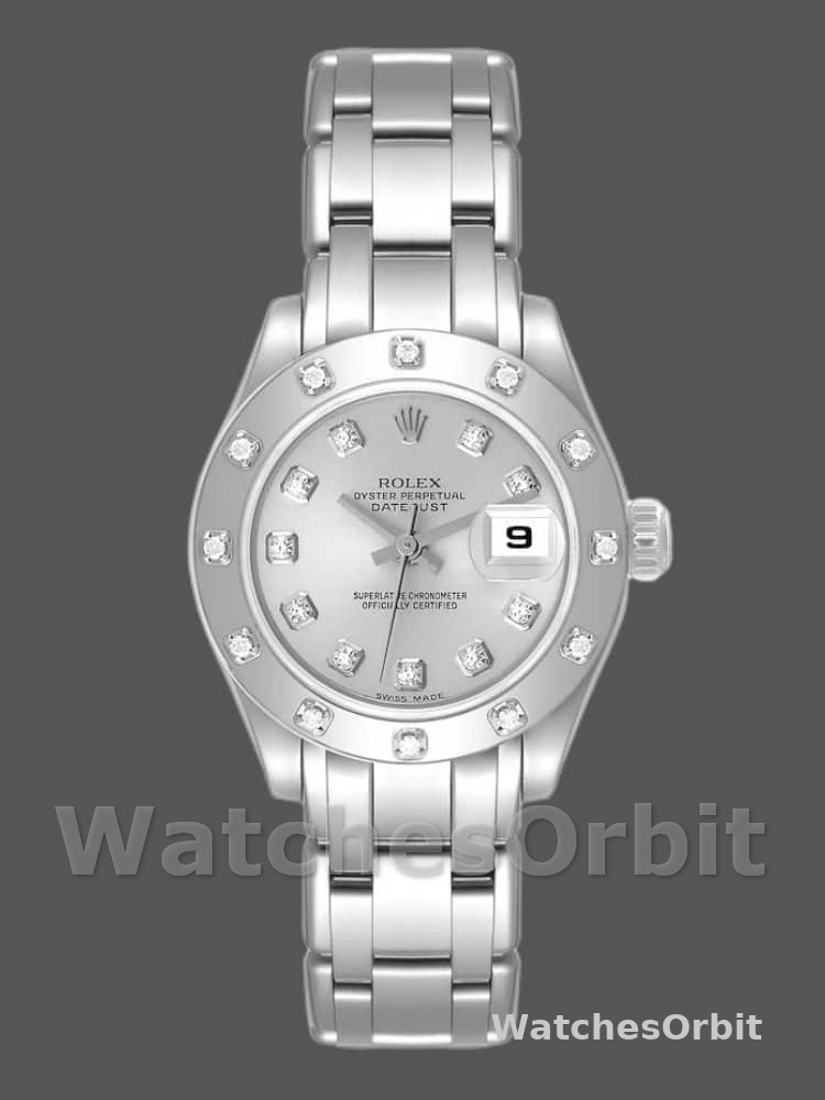 Rolex Pearlmaster 80319 Silver Diamond Dial 29MM Lady Replica Watch