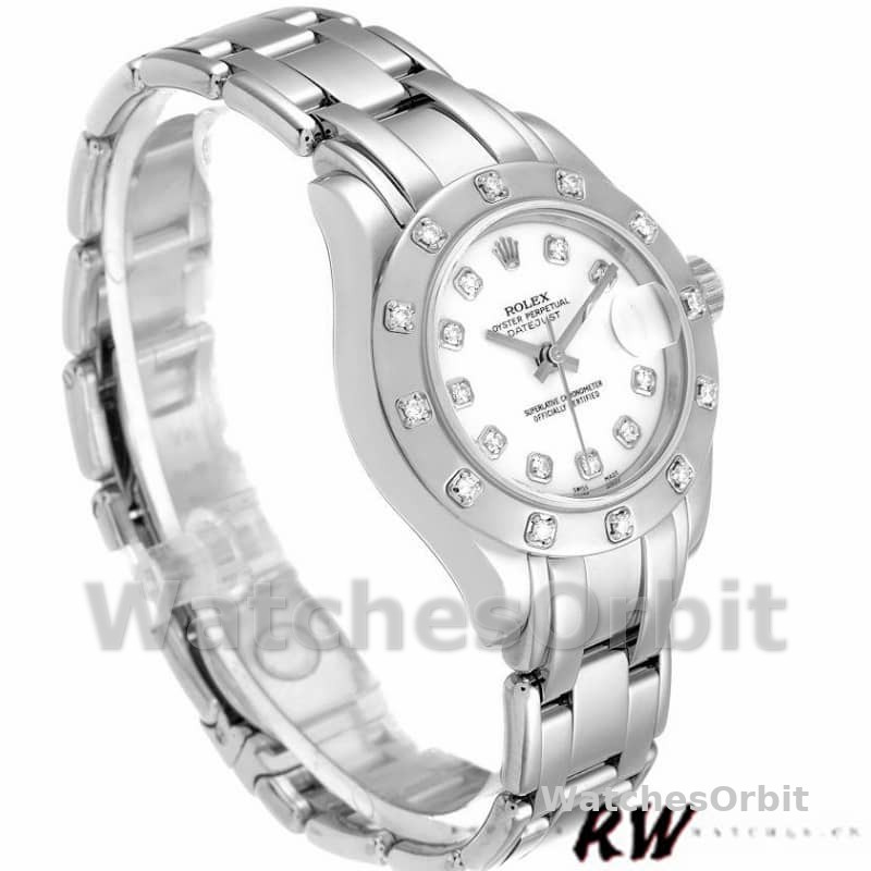 Rolex Pearlmaster 80319 White Dial Diamond 29MM Lady Replica Watch
