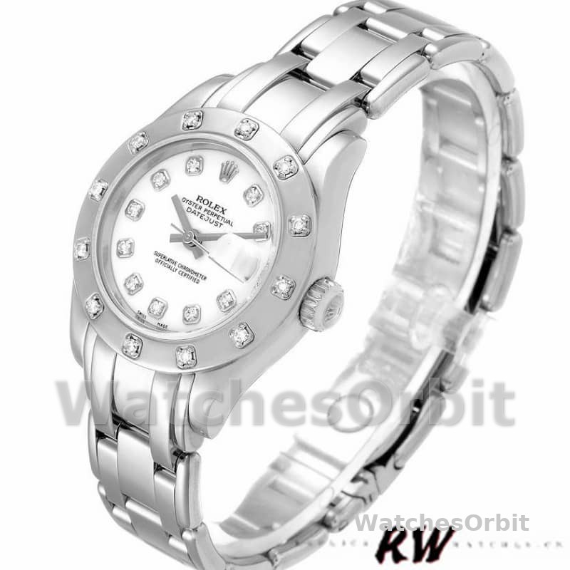 Rolex Pearlmaster 80319 White Dial Diamond 29MM Lady Replica Watch