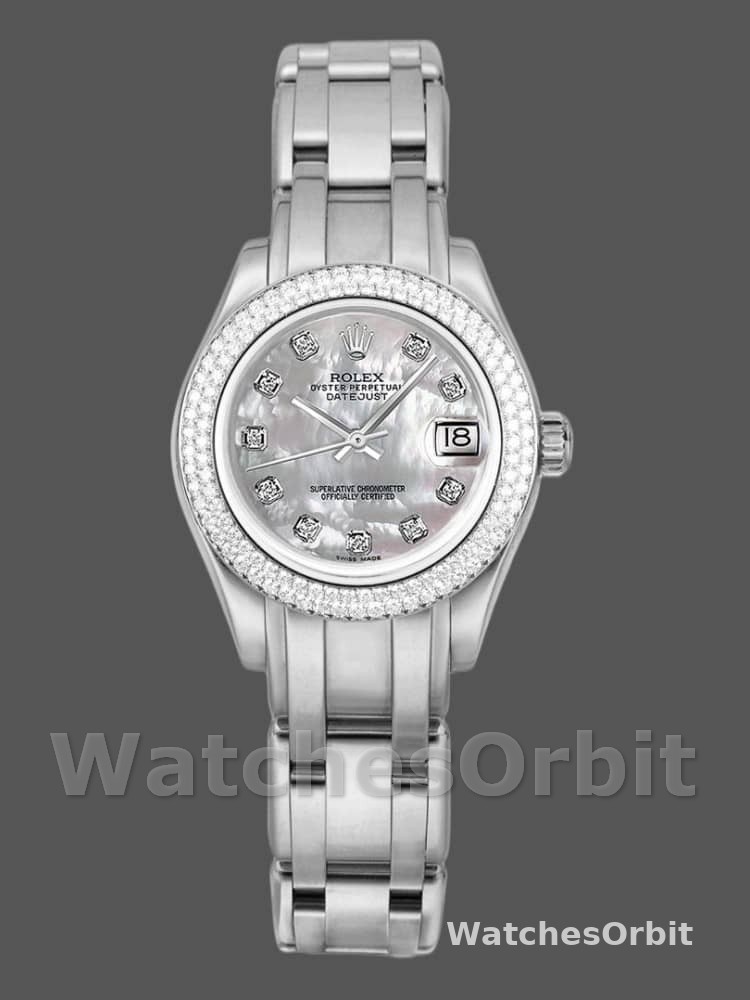 Rolex Pearlmaster 81339 White MOP Diamond Dial 34mm Lady Replica Watch