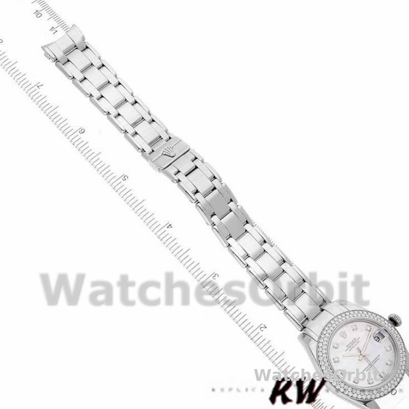 Rolex Pearlmaster 81339 White MOP Diamond Dial 34mm Lady Replica Watch