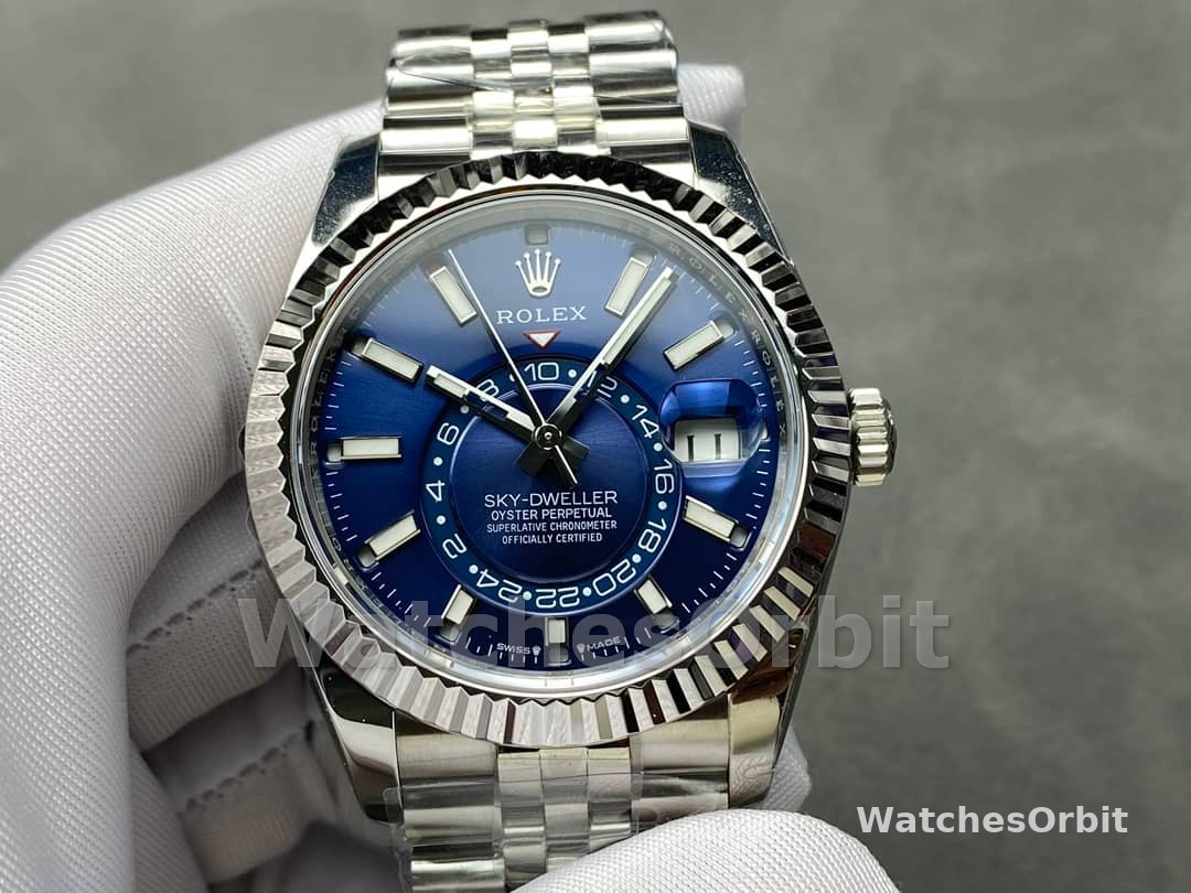 Rolex Sky-Dweller 42 m336934 0006 Fluted Bezel Blue Dial Replica Watch