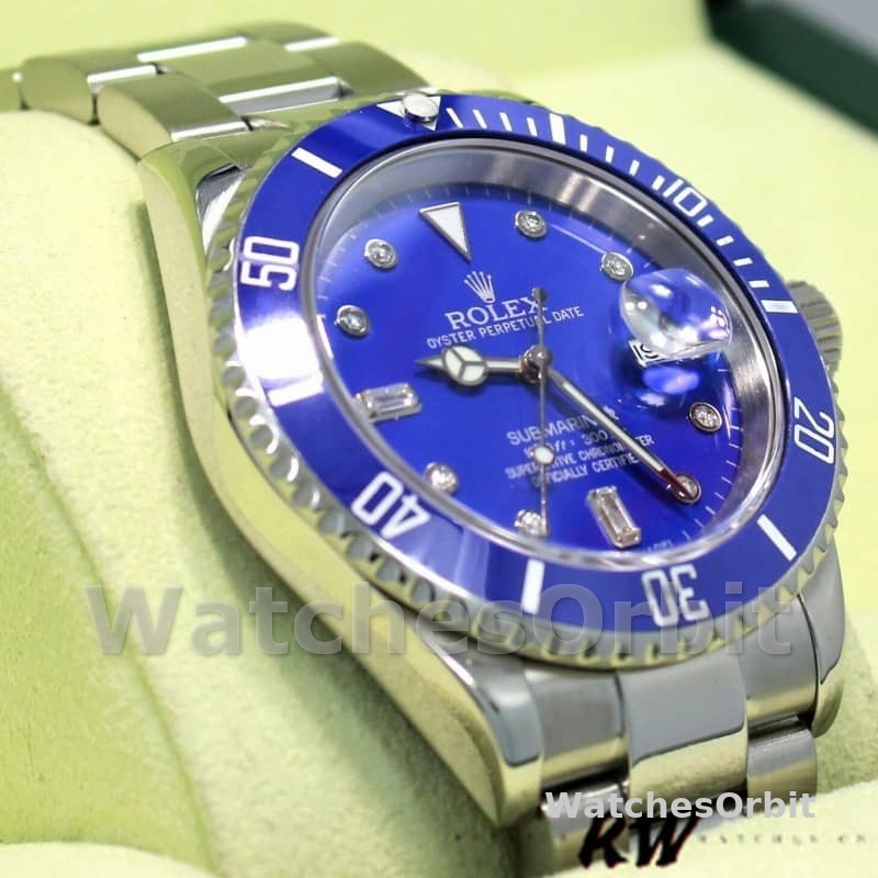 Rolex Submariner 16610 Stainless Steel Blue Bezel Diamond Dial 40mm Mens Replica Watch