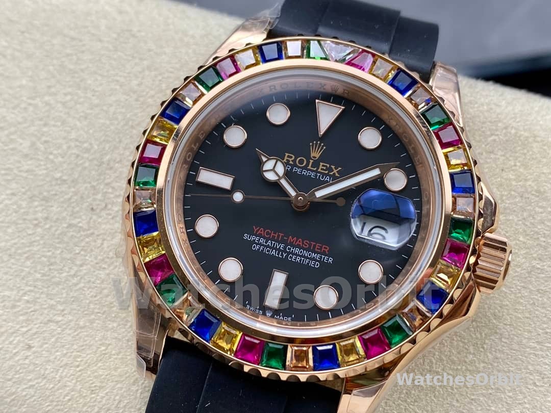 Rolex Yacht-Master 116695 Black Rubber Strap Black Dial 40MM Mens Replica Watch